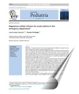 artigo sulfato de magnesio infusao pediatria